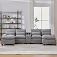 thumbnail image 4 of Villeston 126.77" U-Shaped Cloud Sofa With Chaise Lounge, Chenille Sofa With Wireless Charging, Bluetooth Speaker, Two Cup Holders, Storage Drawer, Suitable For Living Room,Gray, 4 of 9