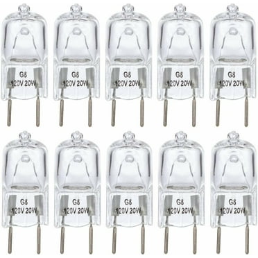 Simba Lighting Halogen Light Bulb G8 T4 20W JCD Bi-Pin Shorter 1.38" Length 120V, 2700K, 10-Pack