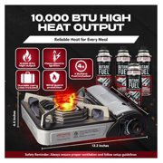 Chef-Master 90011 Butane Countertop Stove, 10 000 BTU Portable with Carry Case, High Performance, Piezo Ignition, Brass Burner, Safety Stop
