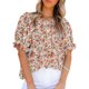 thumbnail image 1 of Camiseta de cuello redondo y manga corta con estampado floral para mujer, ropa informal de verano, color XL, 1 of 4