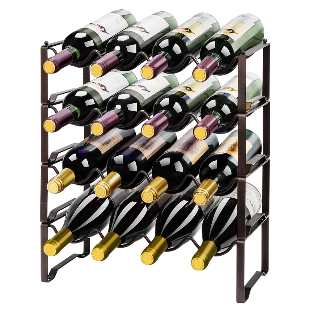 Bextsrack Wine Rack, 4 Tier Stackable Metal Wine Bottle Organizer
