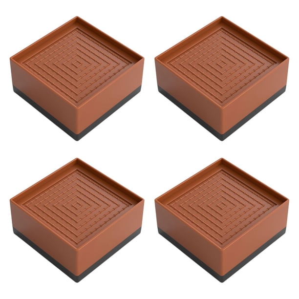 4 elevadores de muebles para cama, altura ajustable, antideslizantes, protectores de suelo. Marrón 78x78x4cm