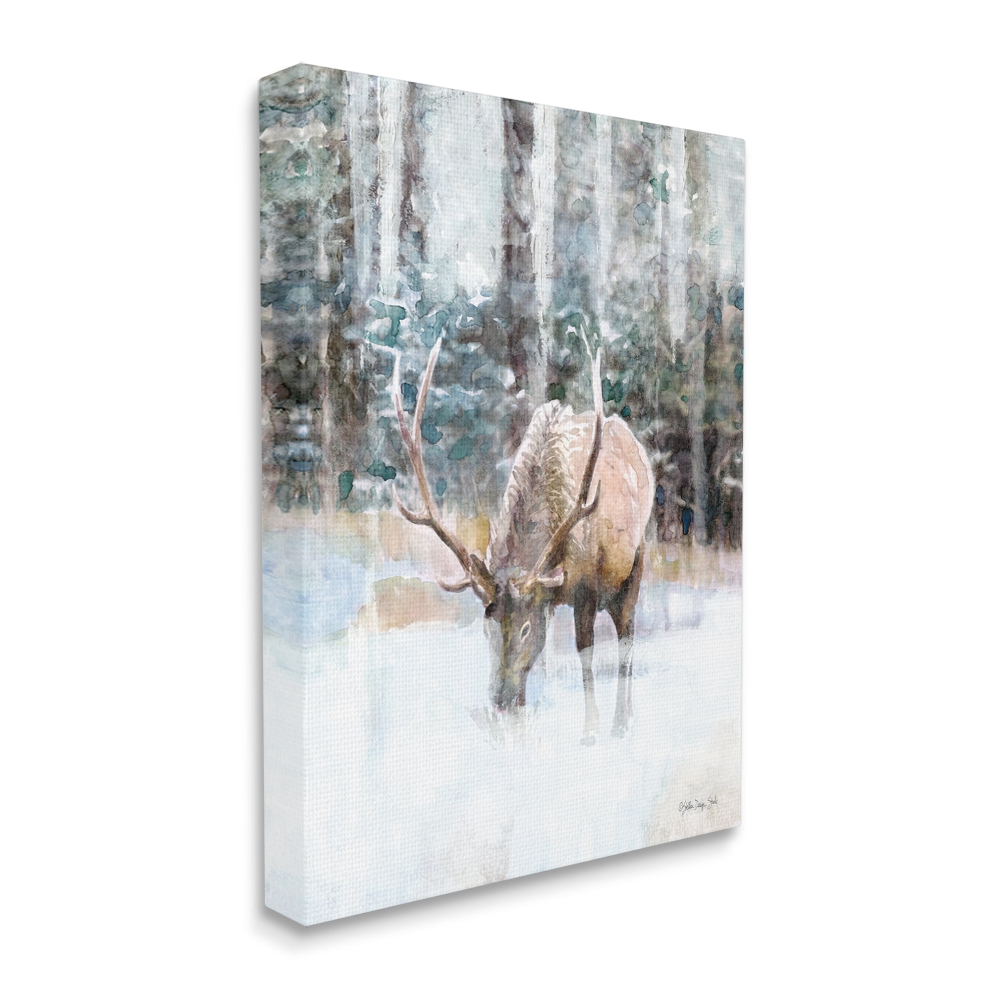 Stupell Industries Elk Abstract Woodland Nature Animals & Insects Painting Gallery Wrapped Canvas Print Wall Art, 30 x 40