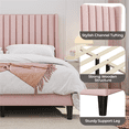 thumbnail image 4 of Renwick Queen Upholstered Platform Bed Frame with Channel Tufted Headboard, Pink, 4 of 10