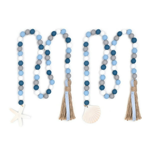 Wooden Bead Garland Tiered Trays Decor Farmhouse Tiered Tray