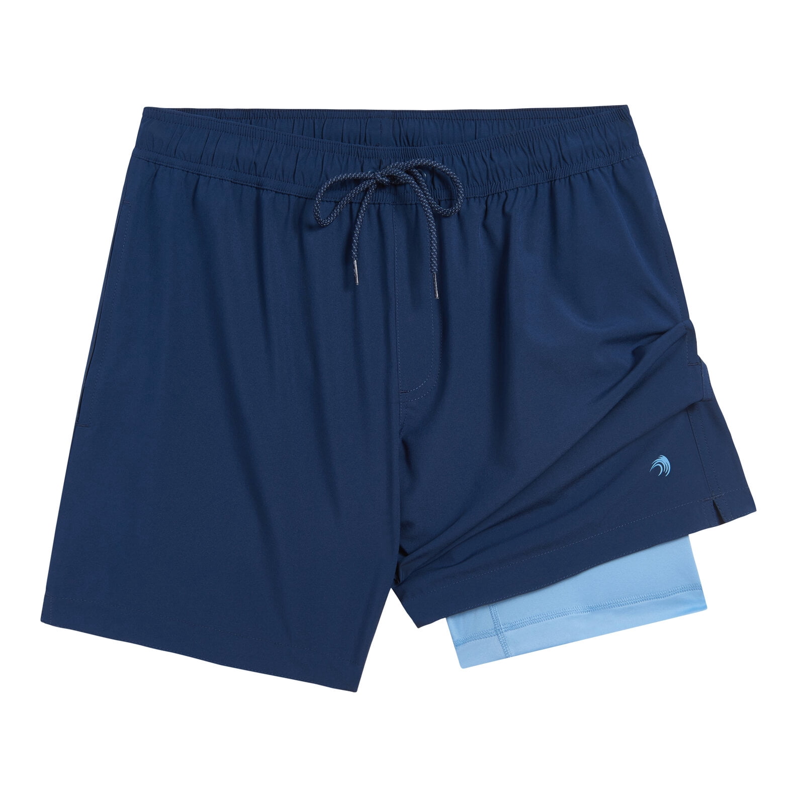 Mens 2 Pack Swim Trunks with Compression Liner Anti Chafing 7 inch inseam Stretch Quick Dry Swim Shorts with Phone Pocket
