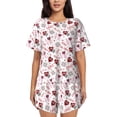 thumbnail image 1 of Balery Valentine's Day Conjunto de Pijama para Mujer con Estampado, Dos Piezas de Manga Corta y Shorts, Ropa de Dormir Suave con Cuello Redondo y Bolsillos-Small, 1 of 6