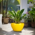 thumbnail image 4 of Stillaflora 13 inch Bright Yellow Extra Large Ceramic Decorative Planter with Drainage & Saucer, Modern Indoor & Outdoor Pot for Flowers & Patio Decor, 4 of 7