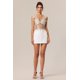 thumbnail image 3 of Vestido Bellabarnetten Siara con cuello en V, halter, flores y encaje, mini, 3 of 6