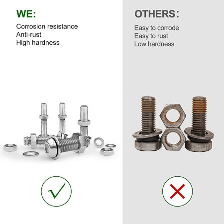 

544 Piece Threaded Machine Screws Bolts and Nuts Set 304 Stainless Steel M3 M5 M6 Screw Assortment Washer Set