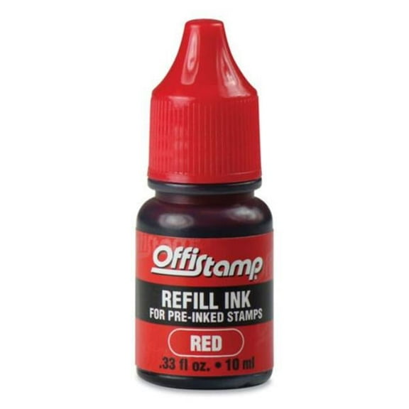 Offistamp  Refill Ink for Pre-Inked Stamps, Red