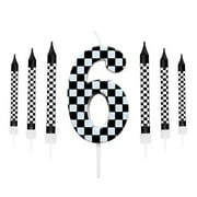 wuyuhangppo 7Pcs Birthday Candles Set,Cake Numeral Candles,Racing Cars Themed Birthday Candles for Cake Candle Checkered Decoration