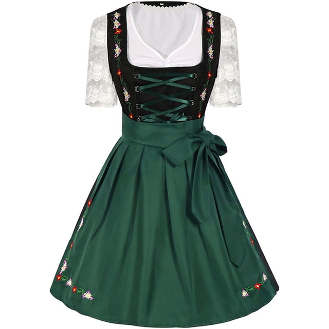 Kcodviy Oktoberfest S Femmes Dirndl Plus Vêtements Gothiques Femmes Robes Femmes Traditionnel Oktoberfest Vêtements Gothiques Femmes Robe Grande Taille Robe à Manches Longues Carnaval