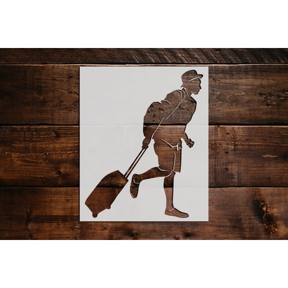Man, Hiker, Traveler Stencil - Art and Wall Stencil (6"x5")