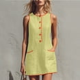 thumbnail image 4 of Atogsazn Womens Summer Button Mini Dress Casual Sleeveless Contrast Trim Loose Dresses A-Line Sundress Green L Fashion, 4 of 7