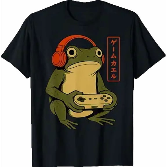 Japanese Gamer Frog Art Men Women Boys Funny Vintage Gaming T-Shirt