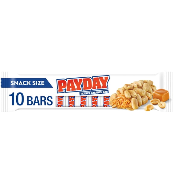 PAYDAY Peanut Caramel Snack Size, Candy Bars, .7 oz (10 Count)