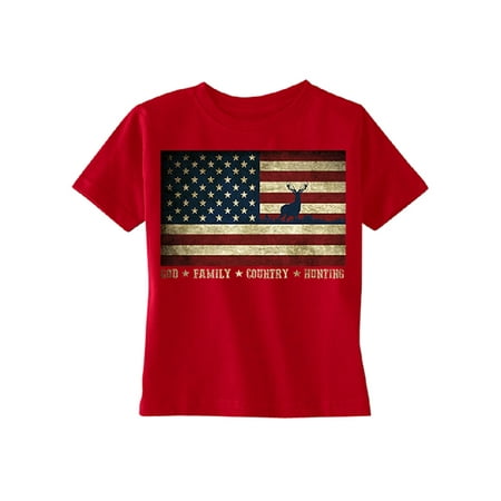Country Flags T-shirt - God Family Country Hunting American Flag TODDLER T-shirt USA