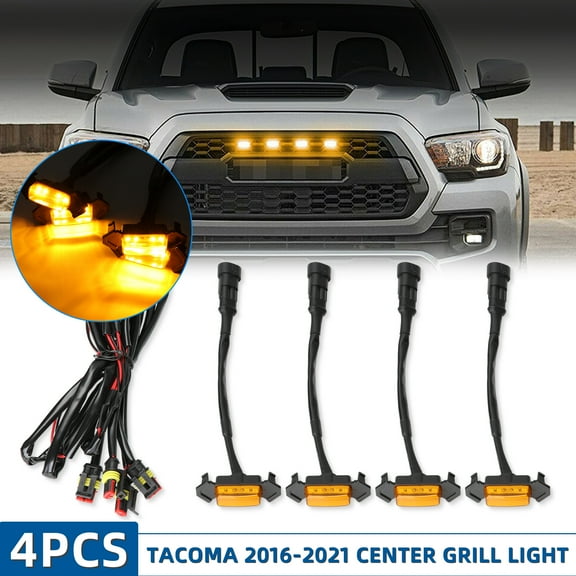 4pc 12V Smoked Lens Amber White Front Grille Lighting Kit For 2014-2019 Toyota 4Runner TRD Pro Grille