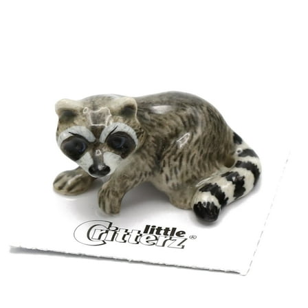 Little Critterz Raccoon "Bandit" Hand-painted - Home Decor Animal Birthday Gift Decorative Figurine - Miniature Porcelain Figurine