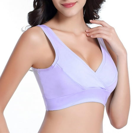 LQCMBYF Running Sports Bras for Women Women s Vest No Steel Ring Nursing Cotton Underwear Comfortable Sleeping Bra Womens Sports Bra Women Sports Bra Sport Bras (Purple XXXXL)
