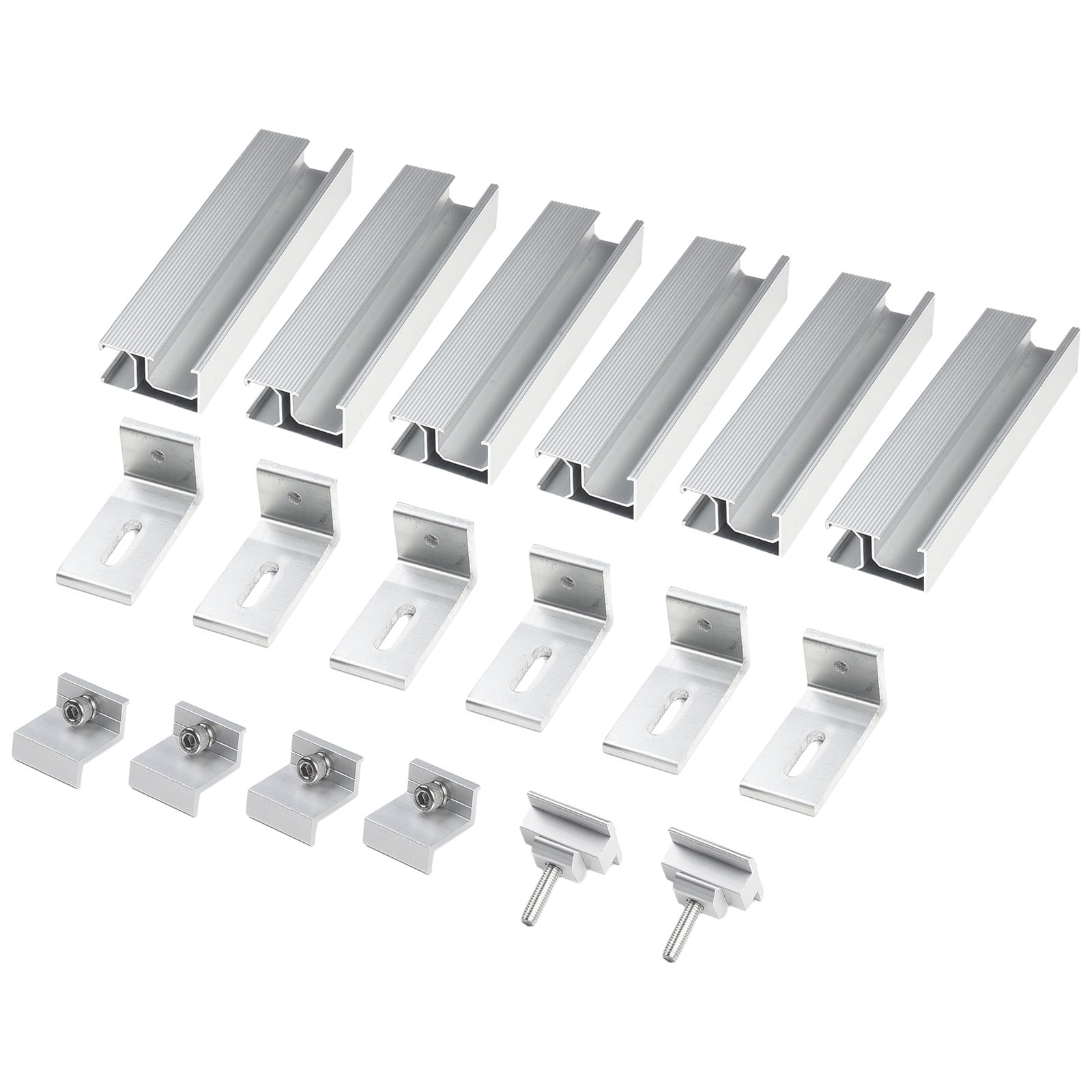 1 Set Solar Panel PV Profile Alu Mounting Rail Flat Roof Metal Roof Solar Rail For PV Systems Quick Mounting Accessories Kit