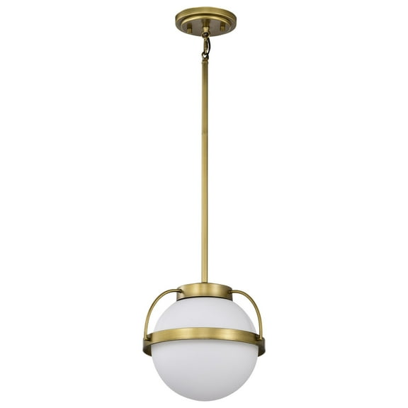 Nuvo Lighting Lakeshore 1 Light Small Pendant - Natural Brass Finish - White Opal Glass - Natural Brass