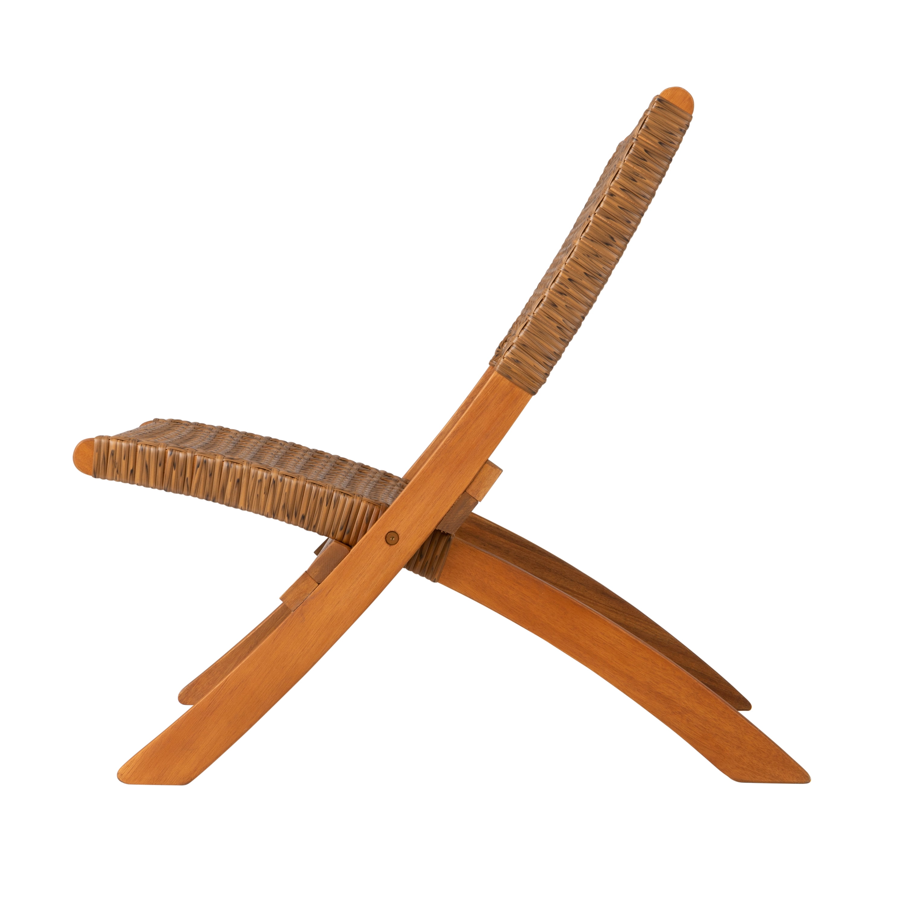 Balkene Home Sava Indoor Outdoor Folding Chair, Portable Seating Acacia Wood Woven Seat - Tan Webbing