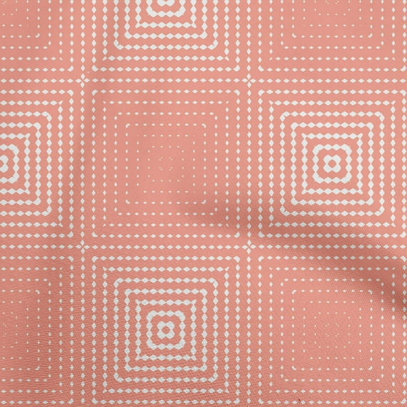 oneOone Cotton Cambric Dark Peach Fabric Geometric Sewing Material Print Fabric By The Yard 42 Inch Wide