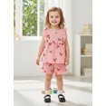 thumbnail image 6 of BemeyourBBs Toddler Baby Girls Summer Clothes 2 Pieces Outfit Strawberry Cherry Heart Sleeveless Crew Neck Ruffle Shirt Tank Top and Shorts Set, 6 of 9
