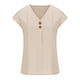 thumbnail image 4 of Blusa informal de manga corta con cuello en V para mujer de Umfun Fashion, color beige, talla M, 4 of 5