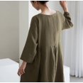 thumbnail image 6 of WTOBBY Fashionable Solid-Color Round-Neck Long-Sleeve Loose Swing Pocket Dress for Ladies Flowy A-Line Silhouette with Functional Pockets Casual Chic for Everyday Outings and Errands,Army Green L, 6 of 7