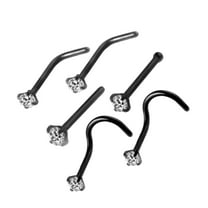 6Pcs Corkscrew Nose Rings Piercing Jewelry Nose Studs for Men Family Friends Black