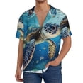 thumbnail image 3 of Fotbe Watercolor Turtle print Short Sleeve Button Down Shirts for Men Casual Summer Beach Wrinkle Free Shirt-Medium, 3 of 7