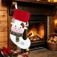 thumbnail image 5 of Cow Christmas Stocking with Green and Red Scarf and Red Cuff for Fireplace Mantel Decor, 5 of 8