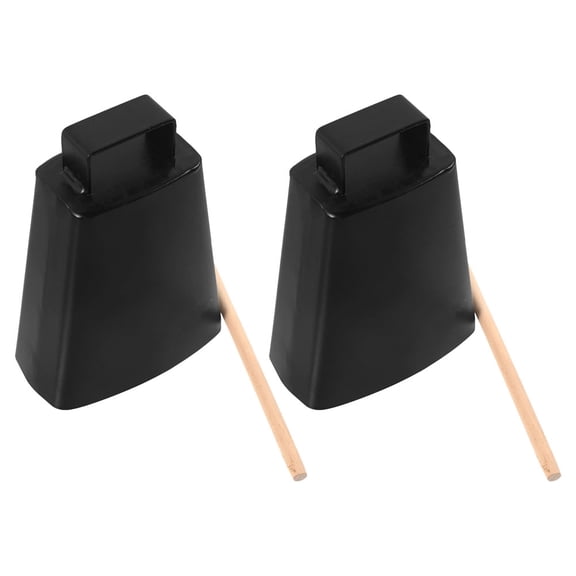 DRAFIDEEP 2Sets Metal Cowbell with Handle and Stick Durable Iron Percussion Instrument for Musical Practice