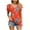 Red, variant on fartey Womens Boho Tops Summer Floral Printed Double-Layer Ruffle Short Sleeve Tshirt V Neck Tunic Lapel Shirt Casual Fit for Vacation