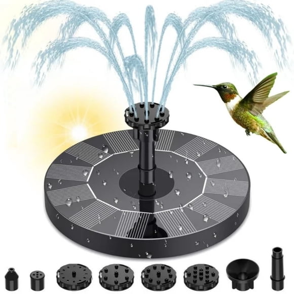 Solar Water Fountain, Upgraded Solar Bird Bath Fountains with 6 Nozzles, Free Standing Floating Solar Powered Water Fountain Pump for Bird Bath, Garden, Pond, Pool and Outdoor