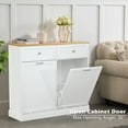 thumbnail image 3 of Reliancer Kitchen Trash Cabinet - Double Tilt Out Trash Cabinet with 2 Hideaway Drawers, Solid Wood Tabletop - Free Standing Recycling Cabinet - Pet Proof Trash Can Holder with Storage, White, 3 of 7