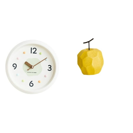 2 Pieces Wall Clock Porcelain Sculpture Art Figurine Contemporary Quiet Non Ticking Ornament for Study Room Home Office