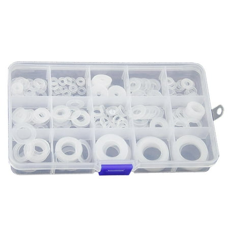 

250Pcs Nylon Washer Round Washer Flat Gasket Gasket w/ Assortment Box