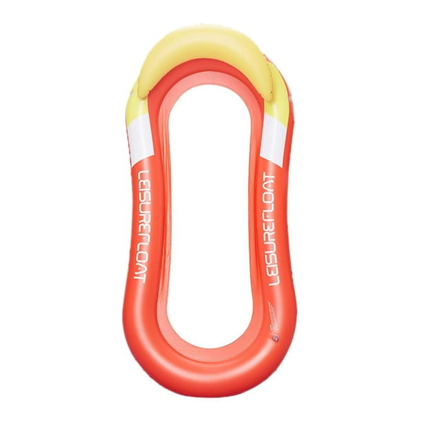Hamaca flotan agua, flotantes cómodas para piscina con almohada de respaldo, sil de cama flotante infble para piscina, Alfombra de - Rojo Sunnimix Cama flotante inflable para piscina