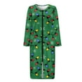 thumbnail image 4 of Xoenoiee Christmas Bulb Snowflake Print House Dresses for Women Xmas Zip Up Robes with 2 Pockets, Soft Nightgown Half Sleeve House Coat Long Night Gowns Sleepwear, L, 4 of 6