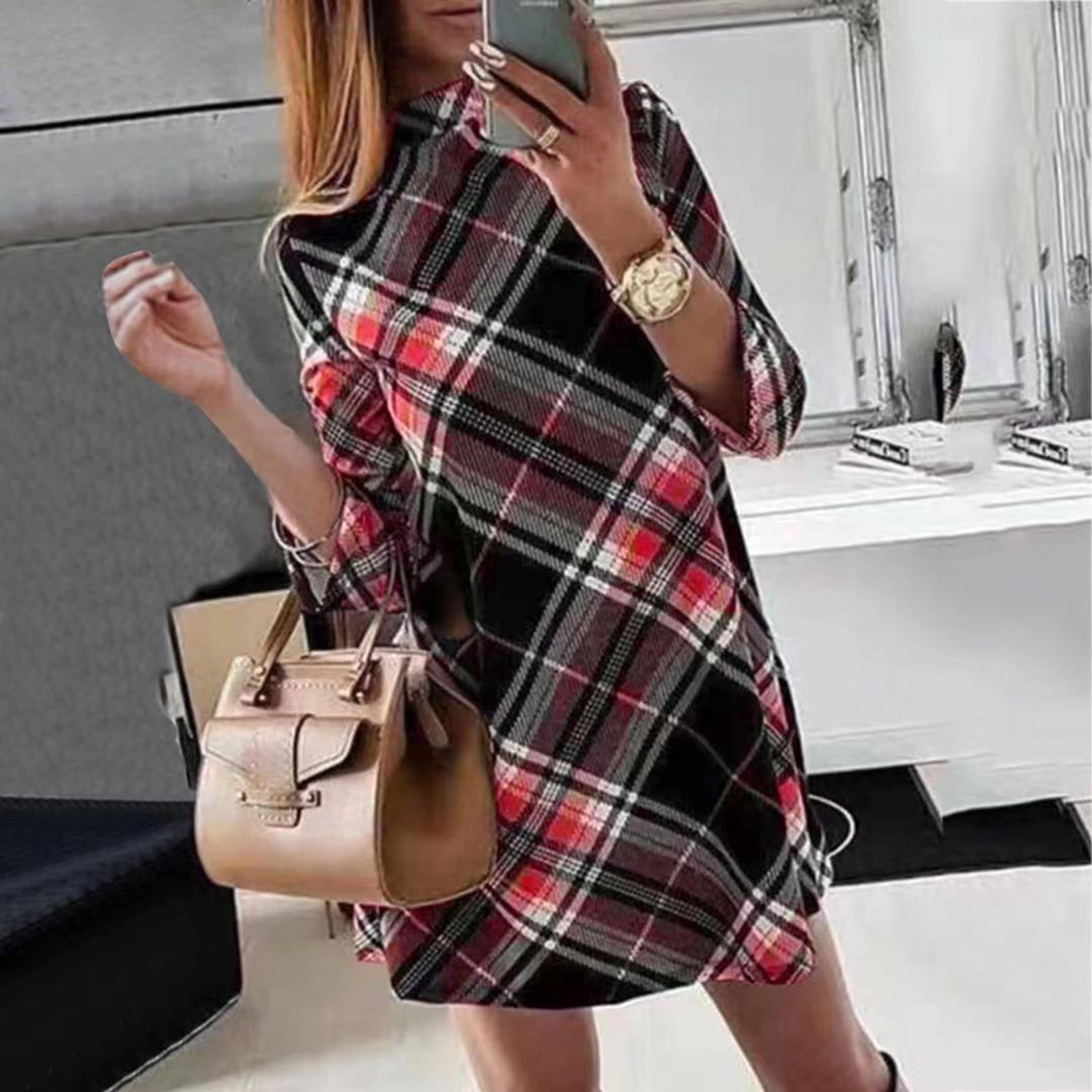 Fashion Women Casual Print Casual Plaid 