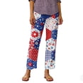 thumbnail image 4 of 250 Years Pants for Women 1776-2026 USA Flag Print Wide Leg Pants Elastic High Waist Loose Fit Sleepwear Lounge Pants with Pocket, #01 Multicolor, M, 4 of 5