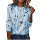 thumbnail image 2 of ICHUANYI Clearance Fashion Women Casual Long Sleeve Printing Round Neck Loose T-Shirt Blouse Tops(Light Blue, XL) ICHUANYI WER2023080709525, 2 of 5