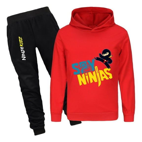 Boys Girls Ninja Kidz Set – 2-Piece Hoodie and Sweatpants for Kids – Cartoon Outfit for School or Play
