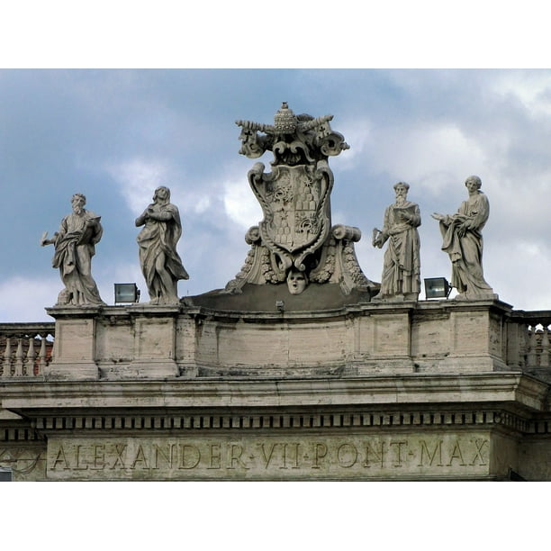 Figures St Peter's Basilica Rome Vatican-20 Inch By 30 Inch Laminated Poster With Bright Colors And Vivid Imagery-Fits Perfectly In Many Attractive Figures St Peter's Basilica Rome Vatican-20 Inch By 30 Inch Laminated Poster With Bright Colors And Vivid Imagery-Fits Perfectly In Many Attractive