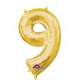 thumbnail image 1 of 16 in. Number 9 Gold Shape Air Fill Foil Balloon, 1 of 1