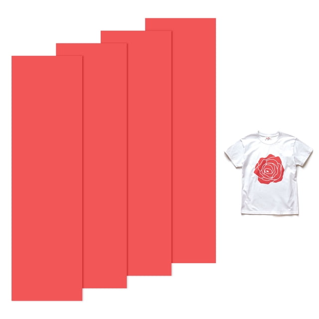 Uxcell 4 Hojas Vinilo Puff 3D Transferencia de Calor 12x3.4 Pulgadas Rosa Naranja para camisetas y proyectos de tela DIY